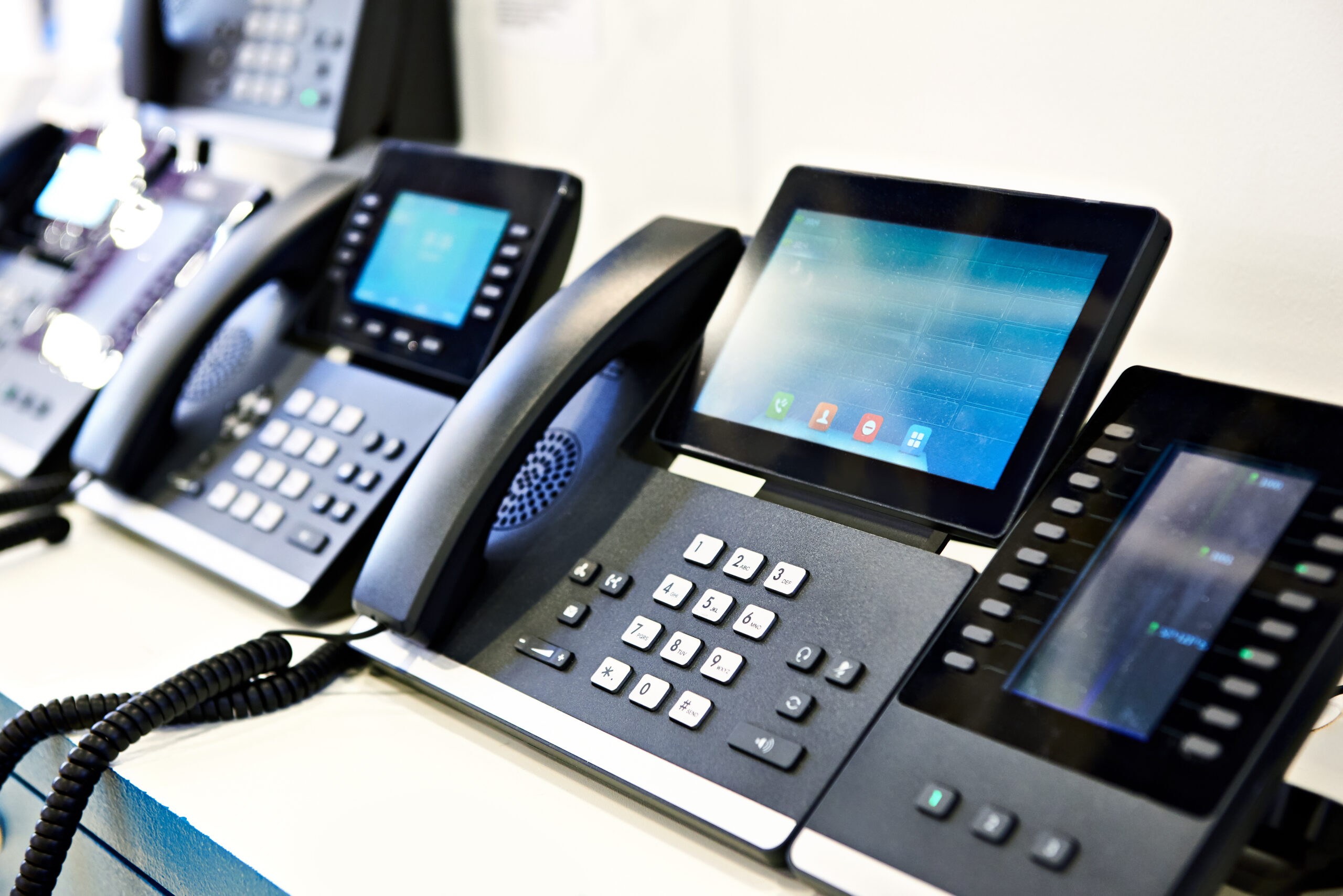 Office phones at the exhibition